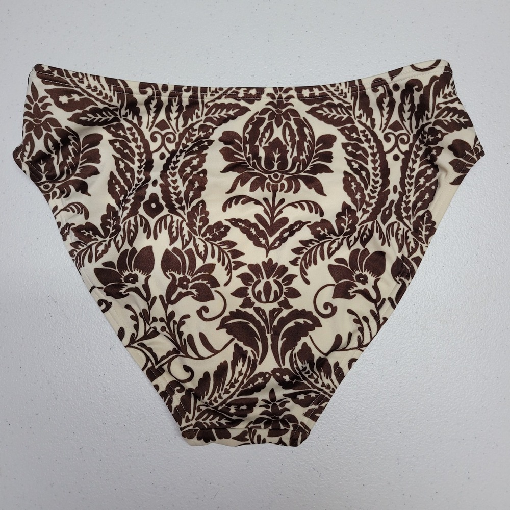 Victoria's Secret‎ Damask Floral Bikini Bottoms Size Small Brown Beige Swimwear - Picture 2 of 4
